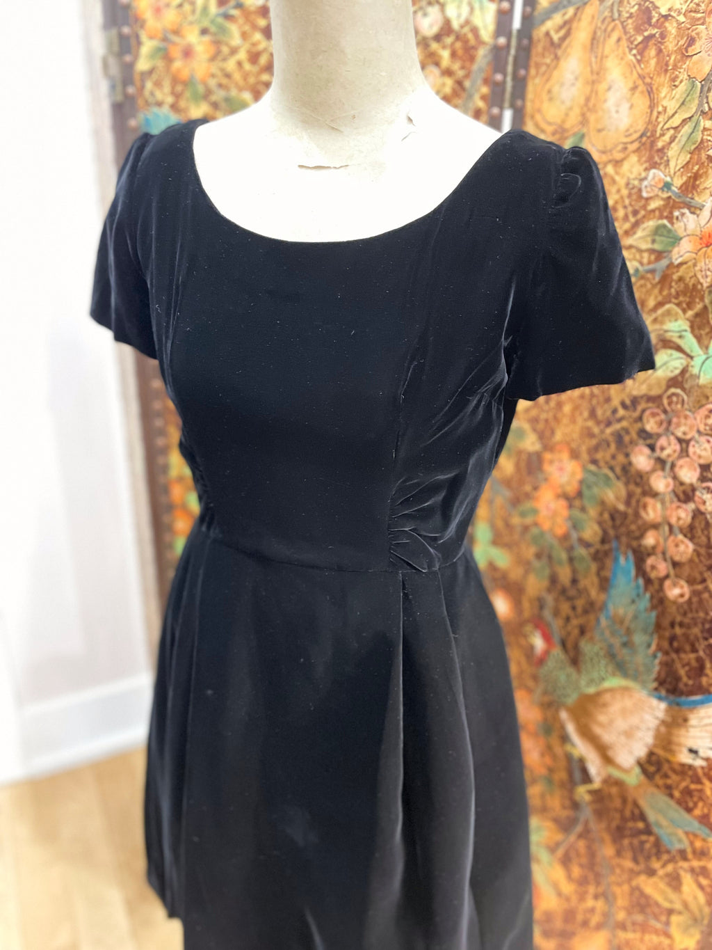 1950s Black Velvet Scoop Back Party Dress
