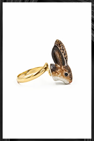 Brown Rabbit Gold Ring | Quick Shipping