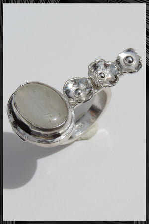 Moonstone and Flower Ring | Free Delivery - Quick Shipping