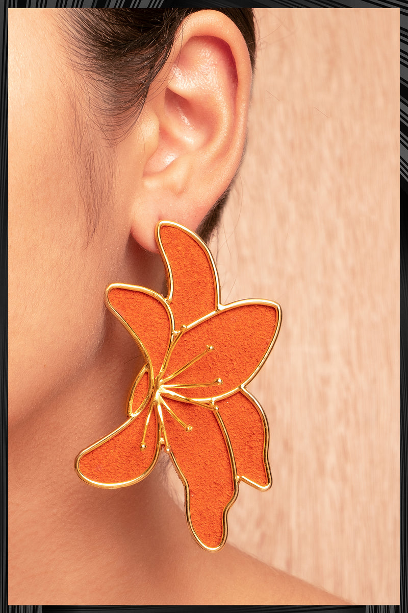 Lirios Orange Earrings  | Free Delivery - 3 Week Shipping