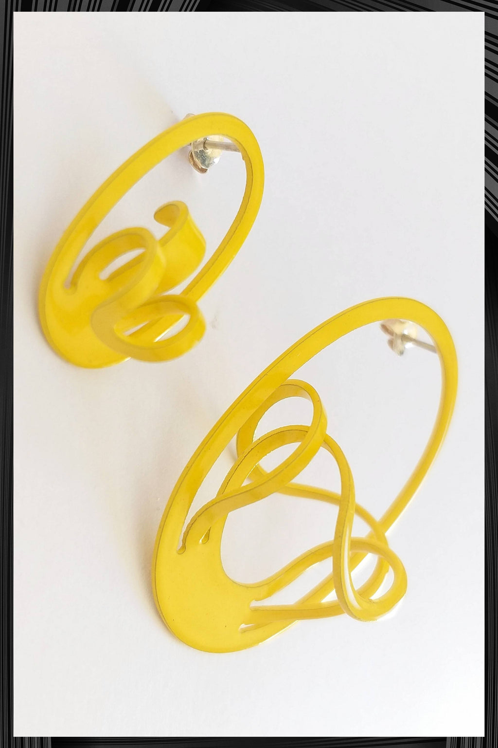 Yellow D Asymmetric Earrings | Quick Shipping