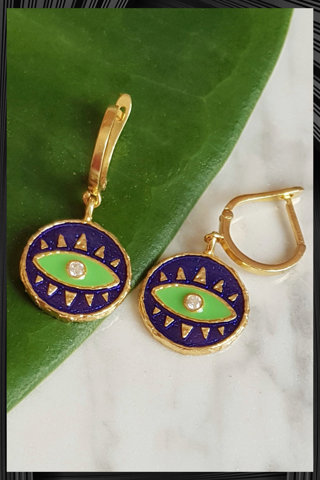Green Evil Eye Hoop Earrings | Free Delivery - Quick Shipping