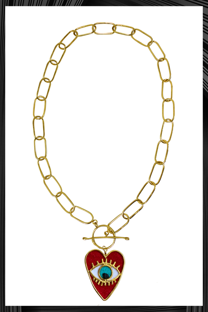 Heart Eye XL Link Chain Necklace | Free Delivery - 3 Week Shipping