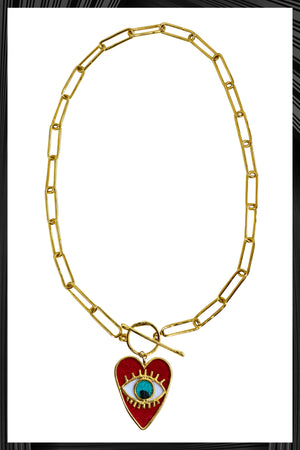 Heart Eye Thin Link Chain Necklace | Free Delivery - 3 Week Shipping