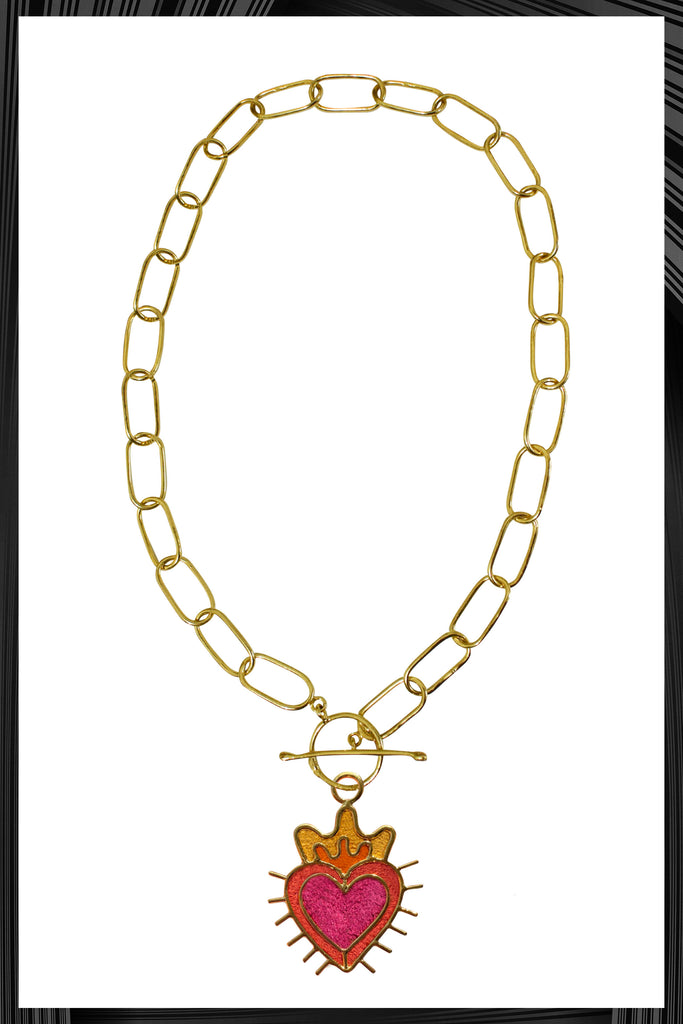 Sagrado Corazon XL Chain Link Necklace | Free Delivery - 3 Week Shipping