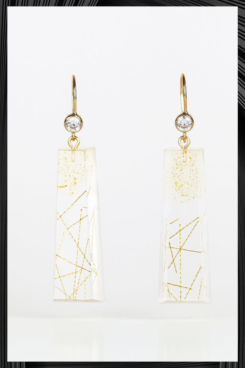 Cubic Zirconia Long Resin Dangle Earrings | Free Delivery - Quick Shipping