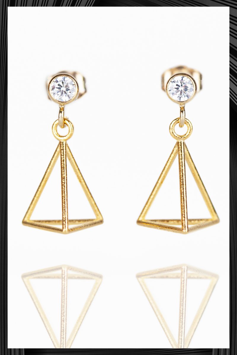 Cubic Zirconia Triangle Drop Earrings | Quick Shipping