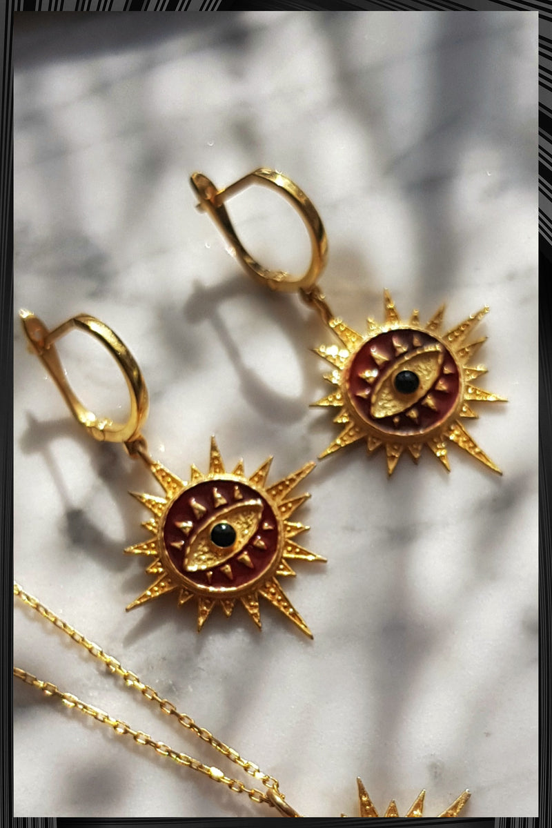 Evil Eye Sun Hoop Earrings | Free Delivery - Quick Shipping