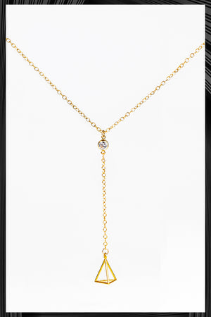 Gold Triangle Lariat Necklace | Quick Shipping