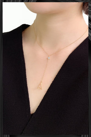Gold Triangle Lariat Necklace | Quick Shipping