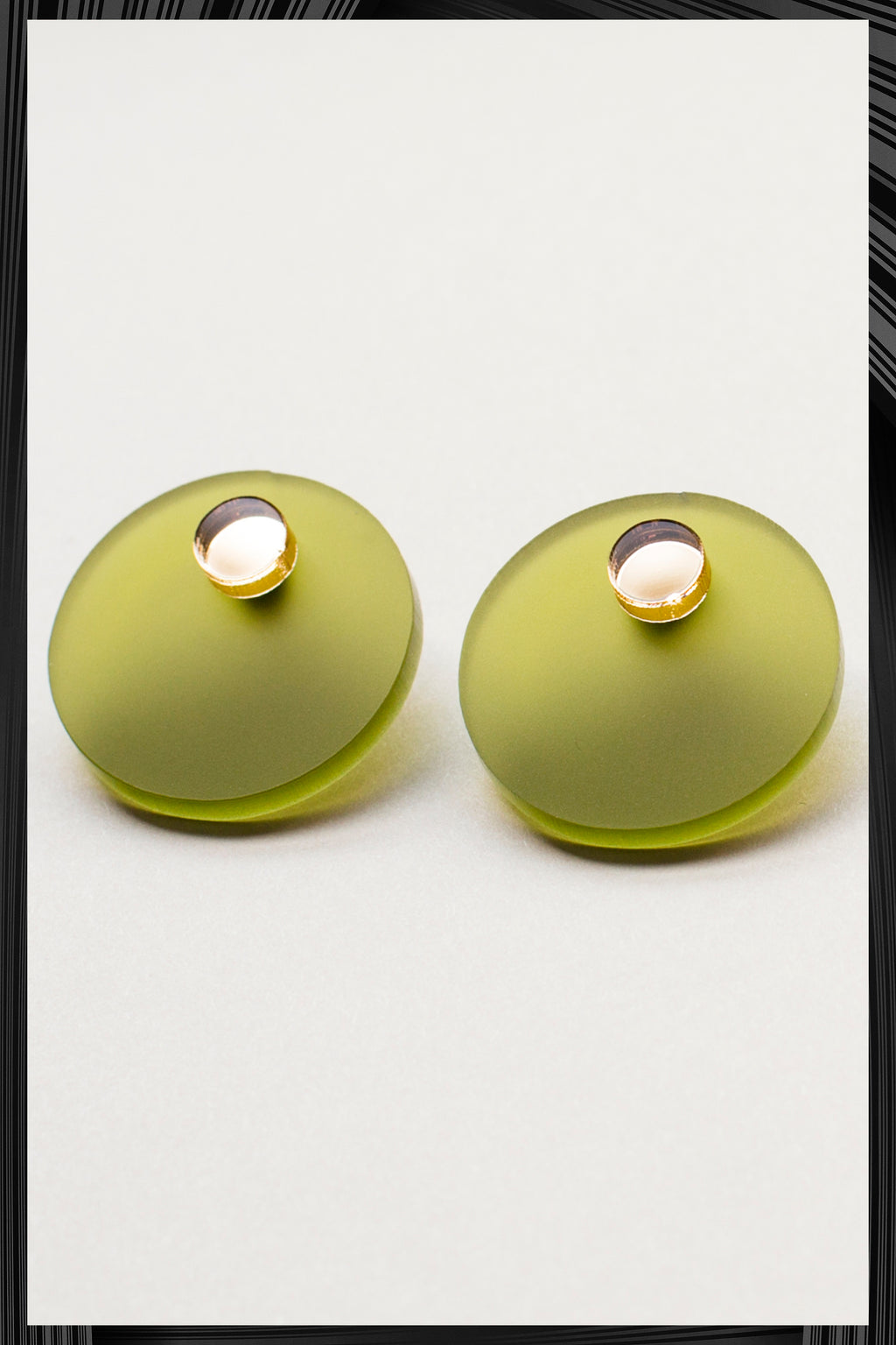 Olive Green Button Earrings | Quick Shipping