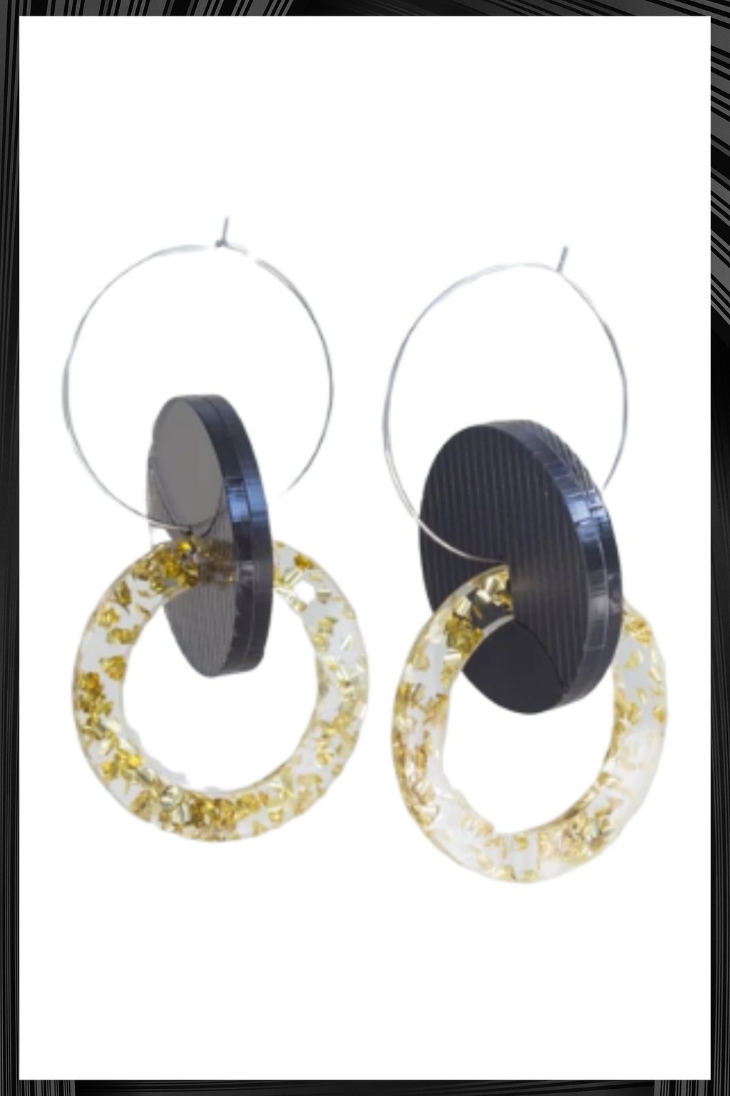 Double Circle Gold Flake Earrings | Quick Shipping