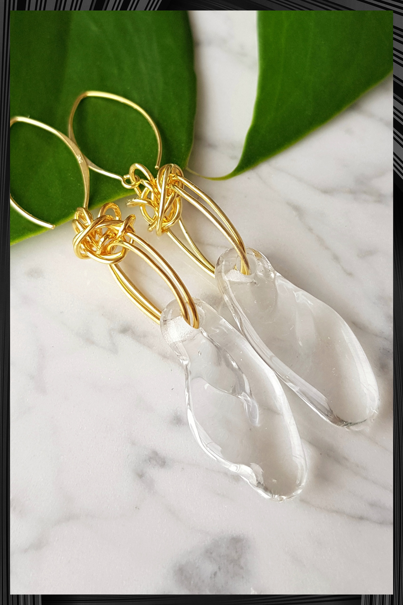Clear Flow Glass Earrings | Quick Shipping