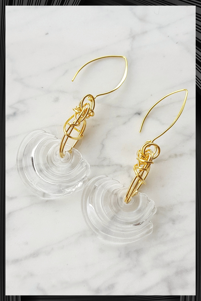 Clear Wave Glass Earrings | Quick Shipping