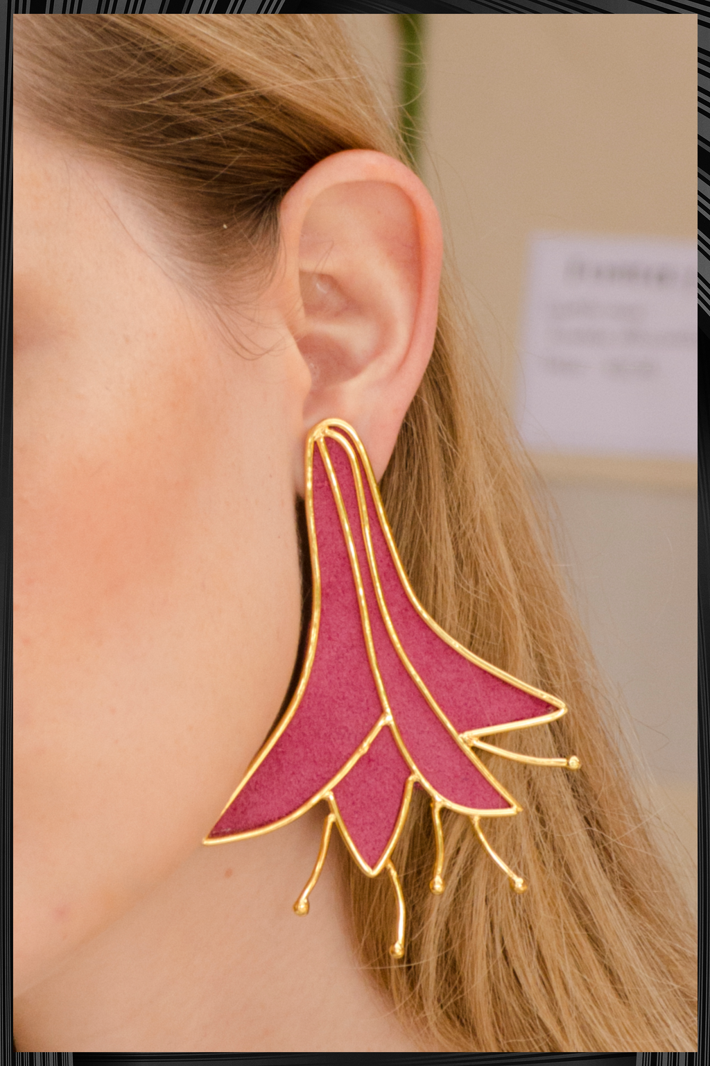 Magenta Lilly Earrings | Free Delivery - 3 Week Shipping