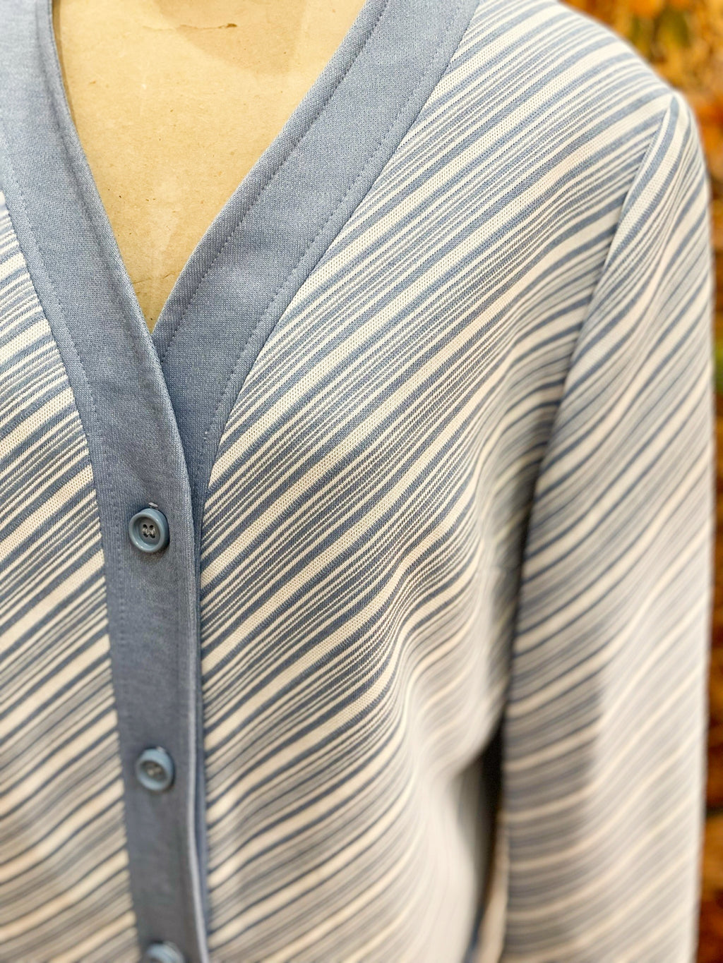 1970s Blue Candy Cane Striped Cardigan
