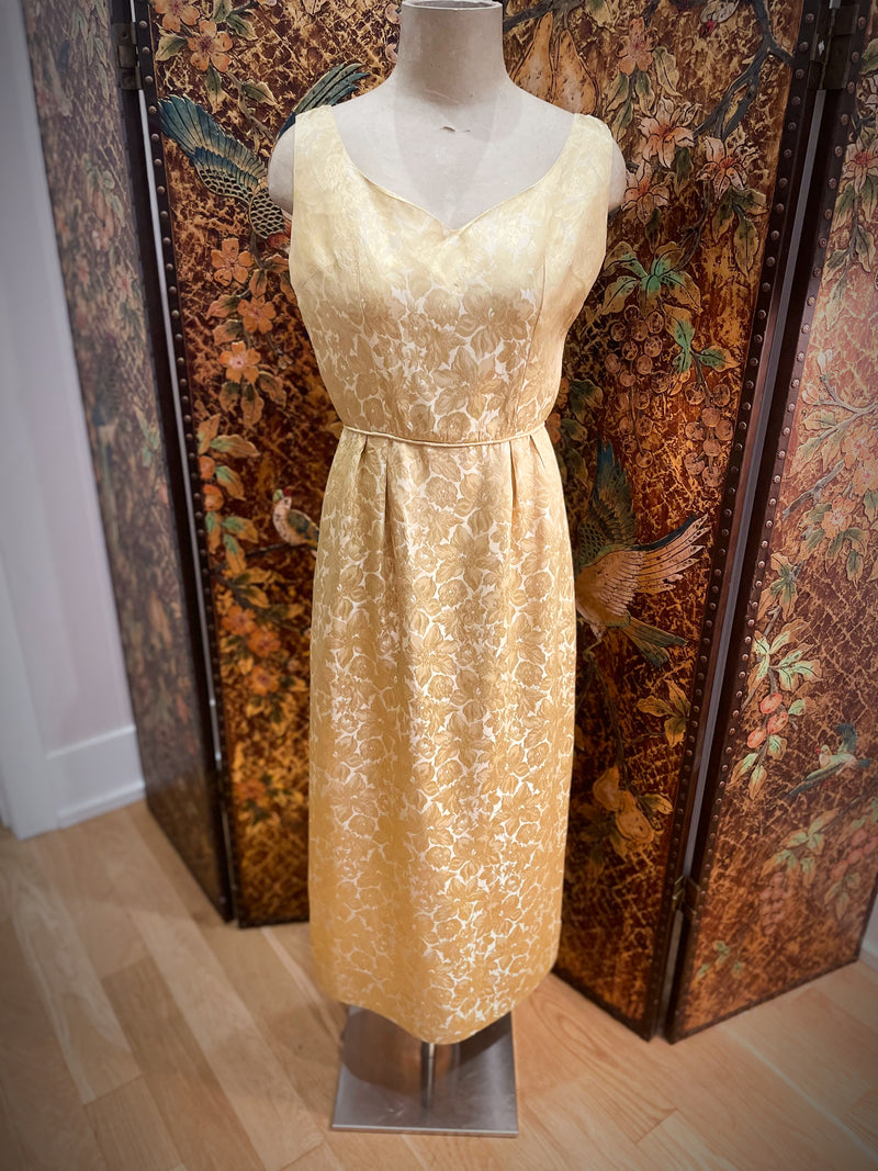 1960s Two Piece Marigold Satin Gown