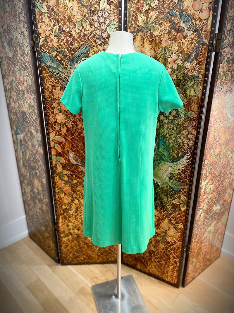 1960s Kelly Green Drop Waist Dress