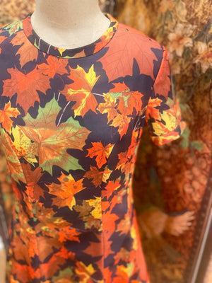 1970s Autumn Leaves Dress