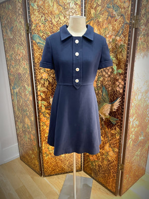 1960s Stanley Korshak Navy Blue Dress