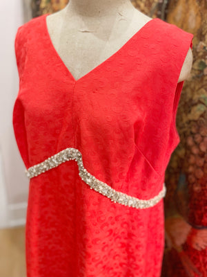 1960s Vermillion Red Long Gown