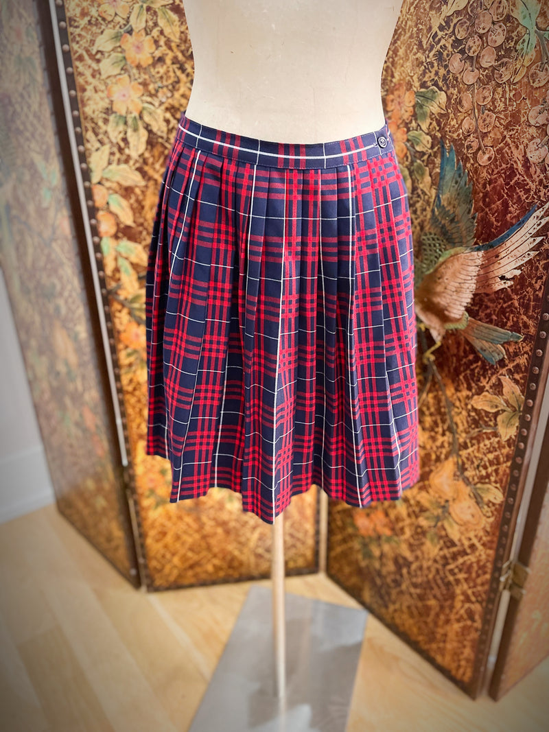 1960s Plaid School Girl Skirt